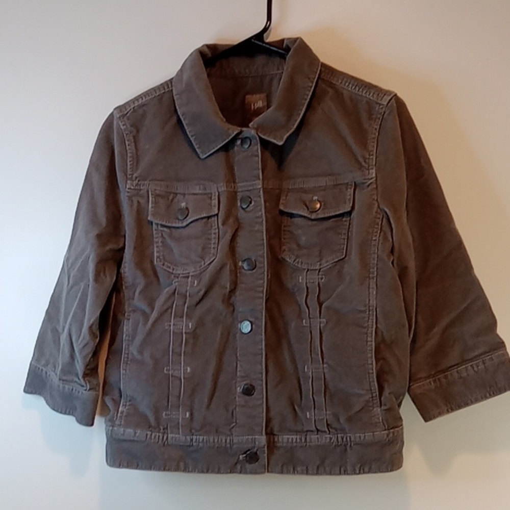 J Jill Gray Corduroy Button Up Jacket Women's Sz Medium Petite Gray EUC NICE! - Picture 2 of 12